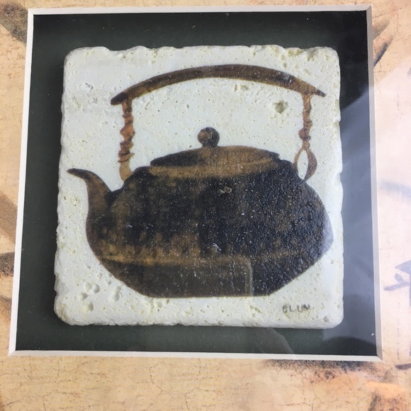Vintage Cheri Blum Asian Teapot Picture Tile Mixed Media Original Art Signed - Picture 2 of 12